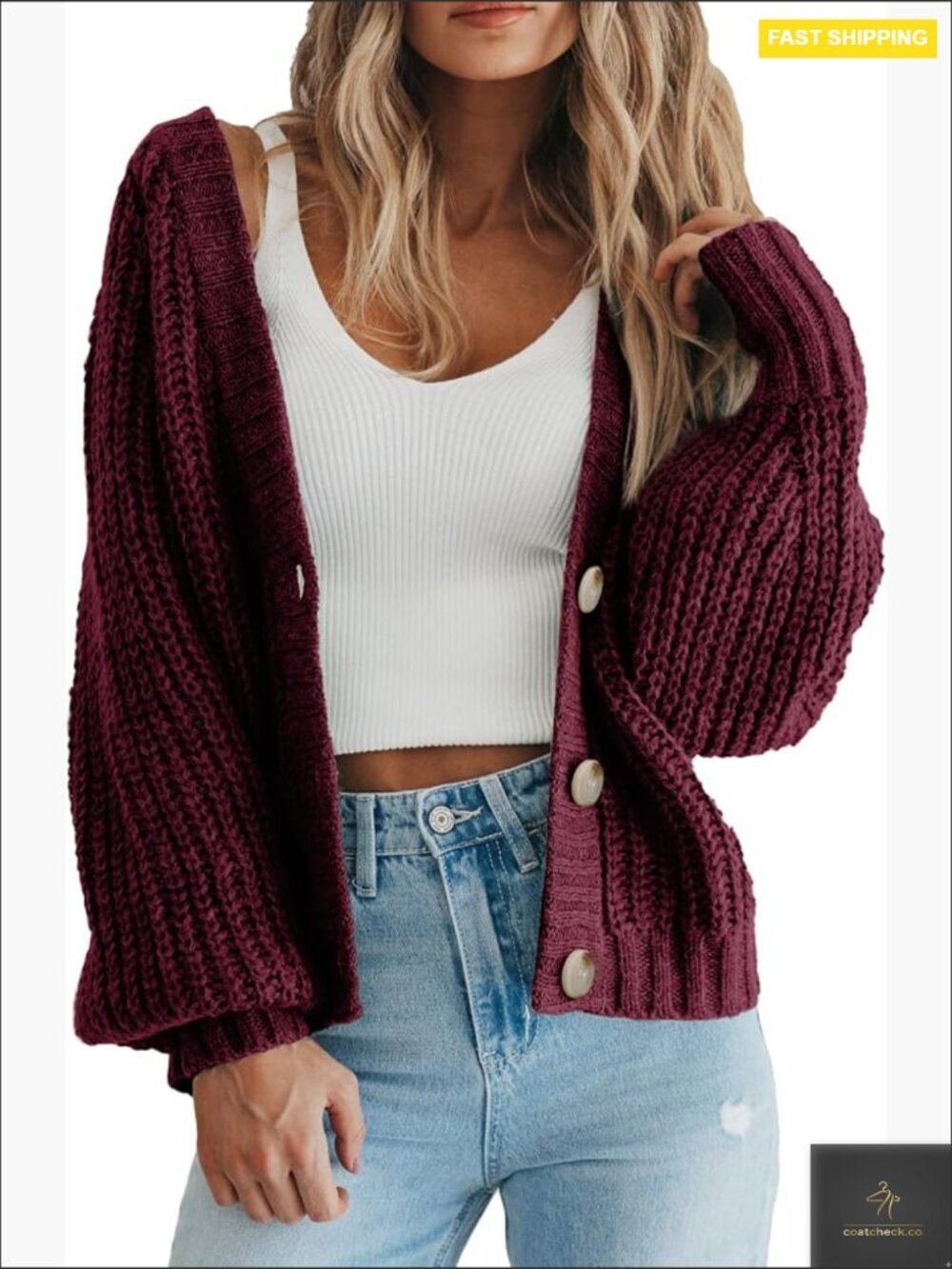 Chunky Knit Open Front Cardigan Long Sleeve Button Down Loose Oversized Sweater